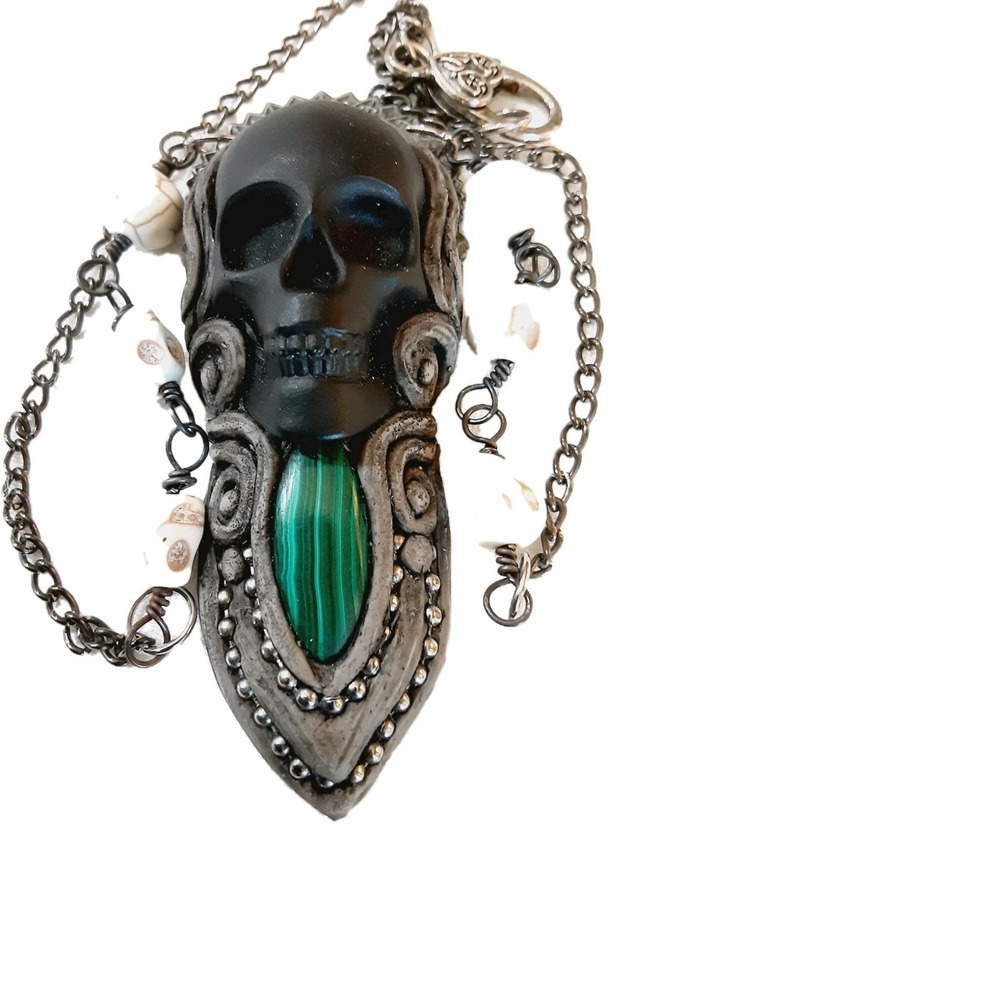 Gothic Black Skull Pendant Dia De Los Muertos Day Of The Dead Rockabilly Punk